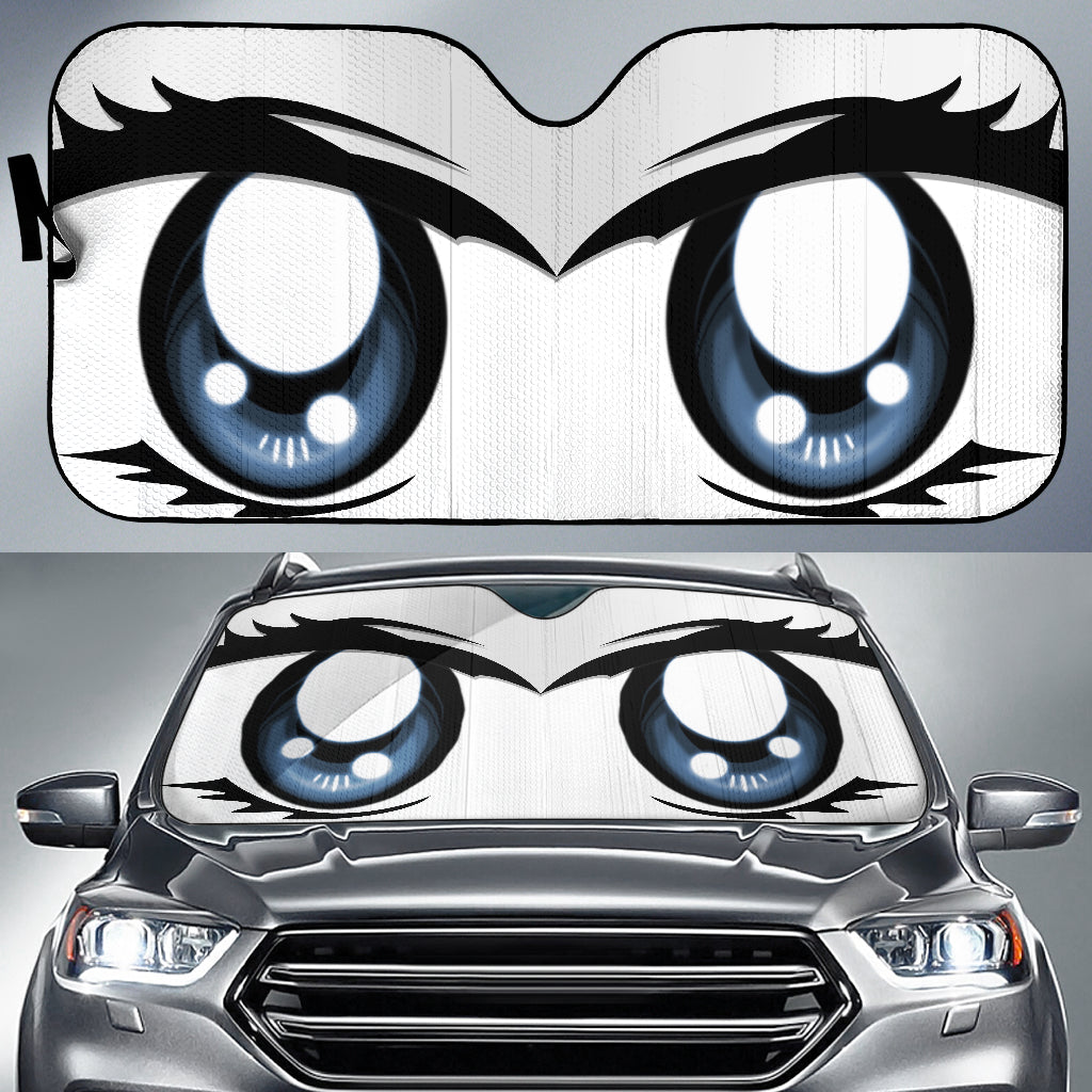 Cute Cartoon Eyes White Auto Sun Shades