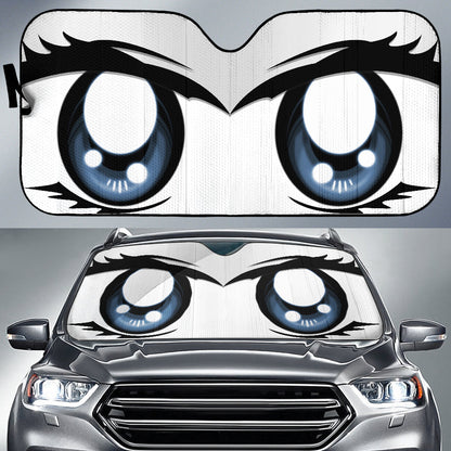 Cute Cartoon Eyes White Auto Sun Shades