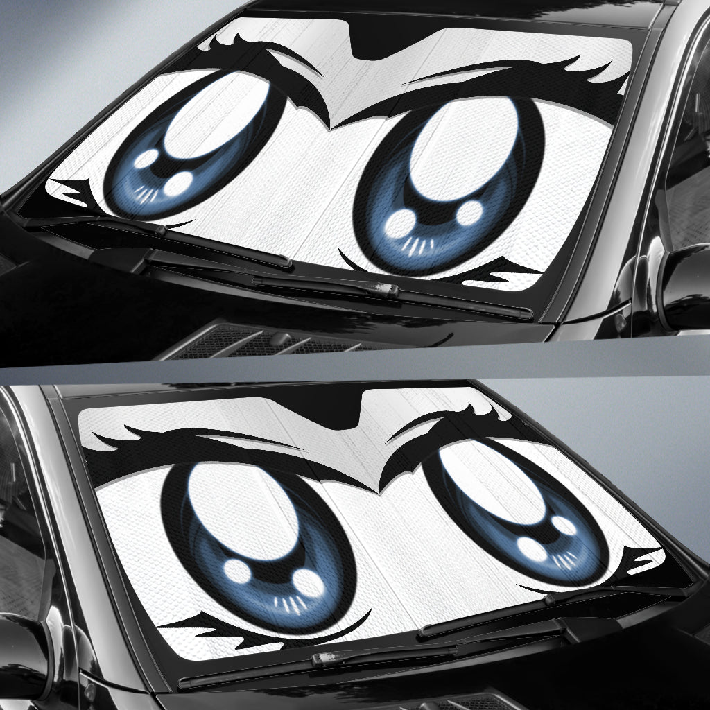 Cute Cartoon Eyes White Auto Sun Shades