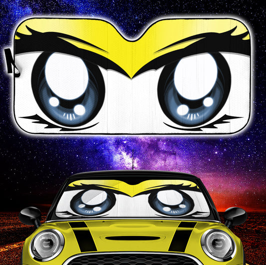 Cute Cartoon Eyes Yellow Auto Sun Shades