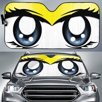 Cute Cartoon Eyes Yellow Auto Sun Shades