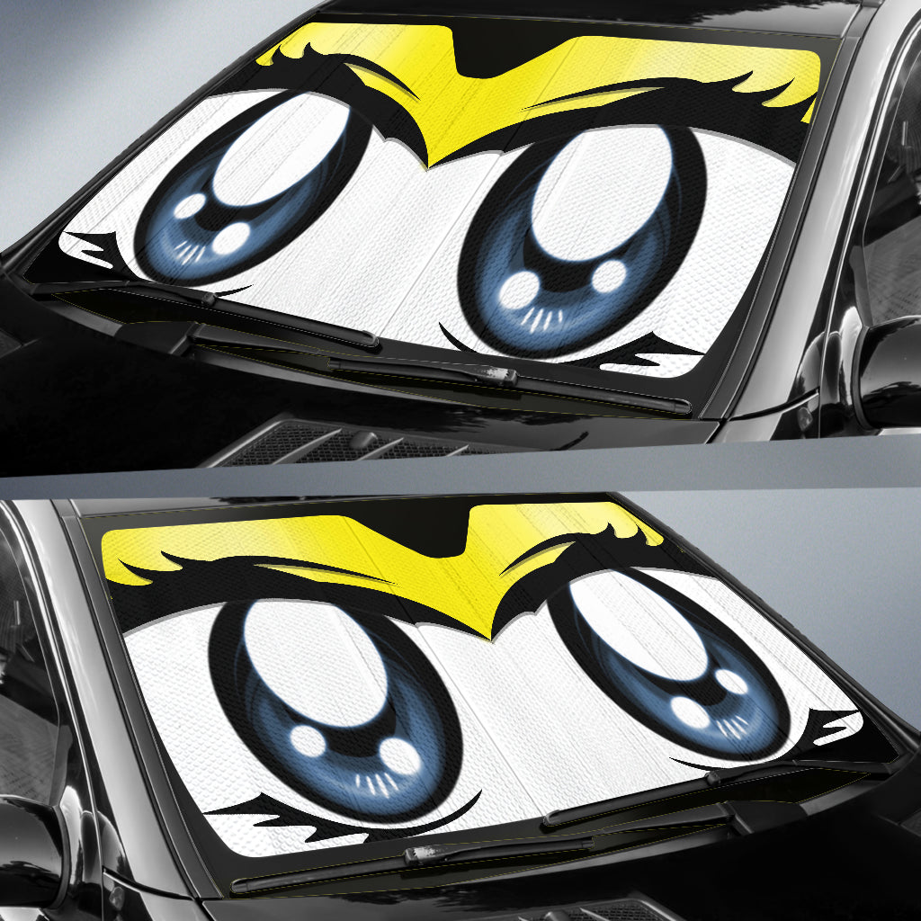 Cute Cartoon Eyes Yellow Auto Sun Shades