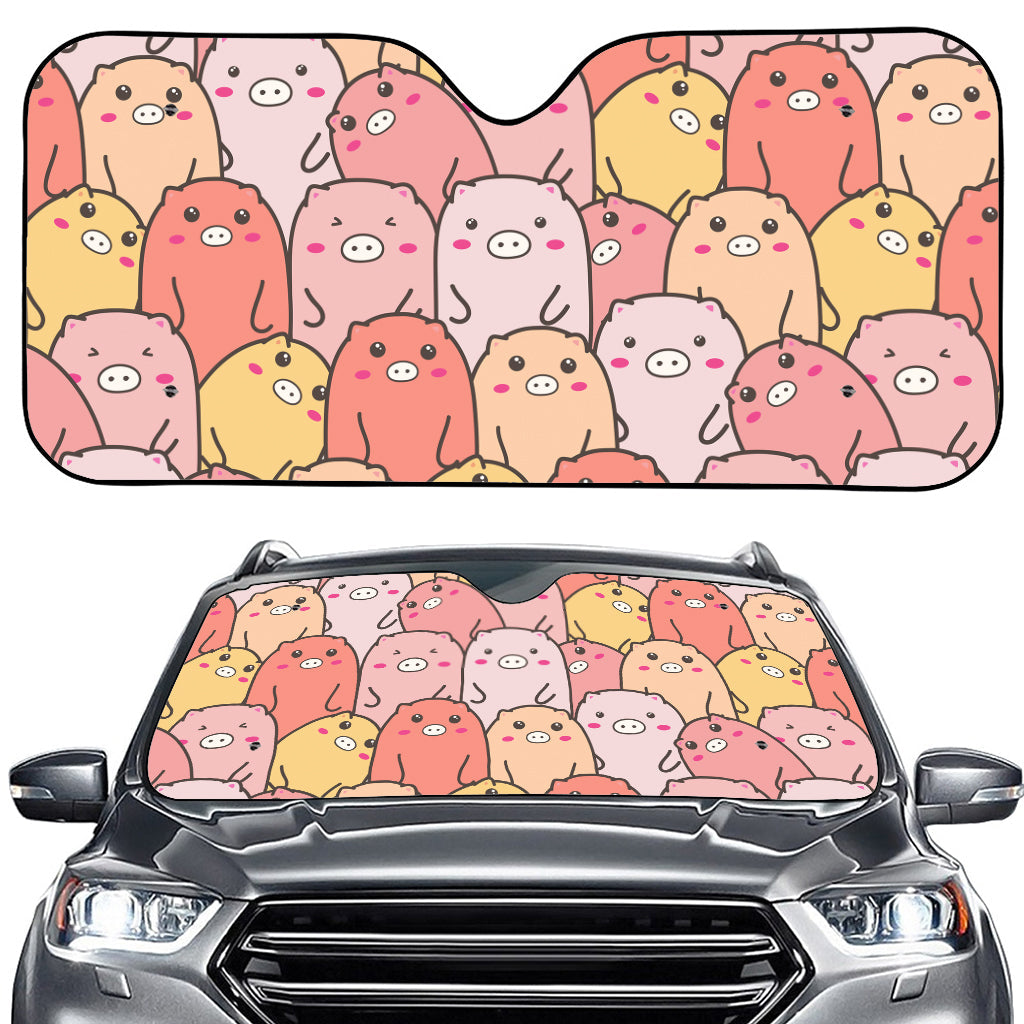 Cute Cartoon Pig Pattern Print Car Windshield Sun Shade