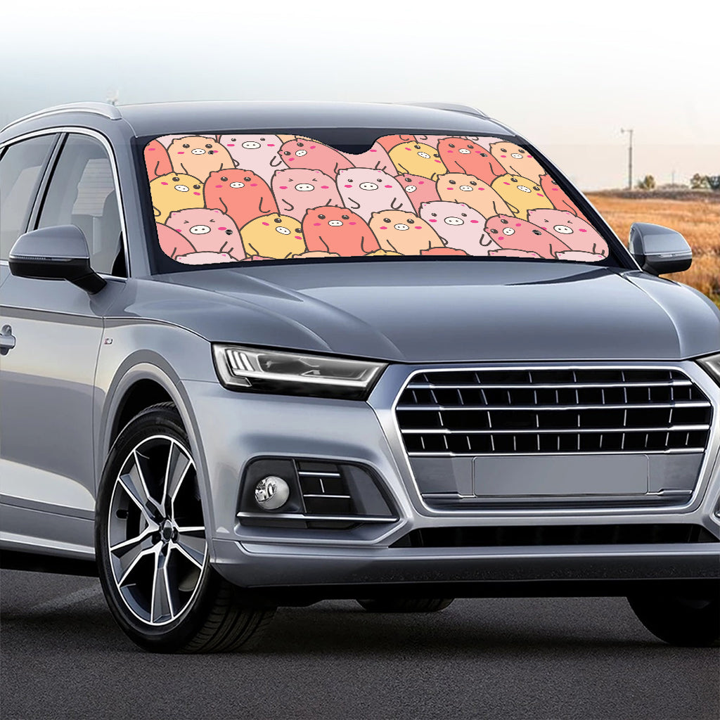 Cute Cartoon Pig Pattern Print Car Windshield Sun Shade