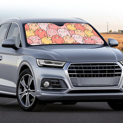 Cute Cartoon Pig Pattern Print Car Windshield Sun Shade