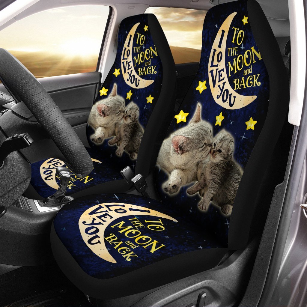 Cute Cat Car Seat Covers Custom I Love You To The Moon And Back Car Accessories For Dad