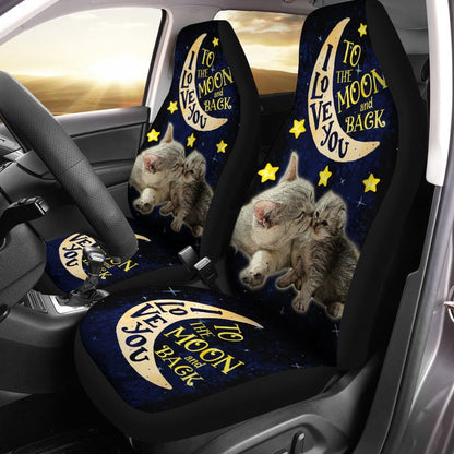 Cute Cat Car Seat Covers Custom I Love You To The Moon And Back Car Accessories For Dad