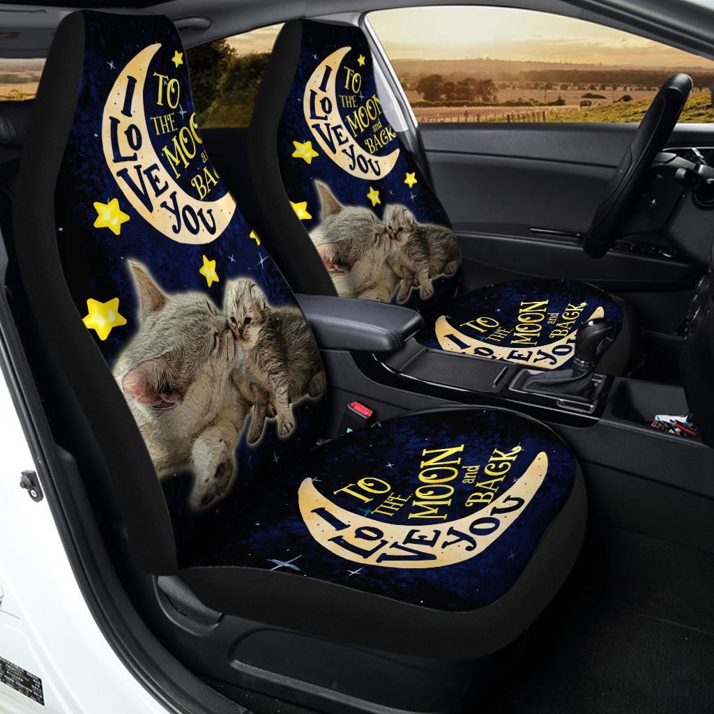 Cute Cat Car Seat Covers Custom I Love You To The Moon And Back Car Accessories For Dad
