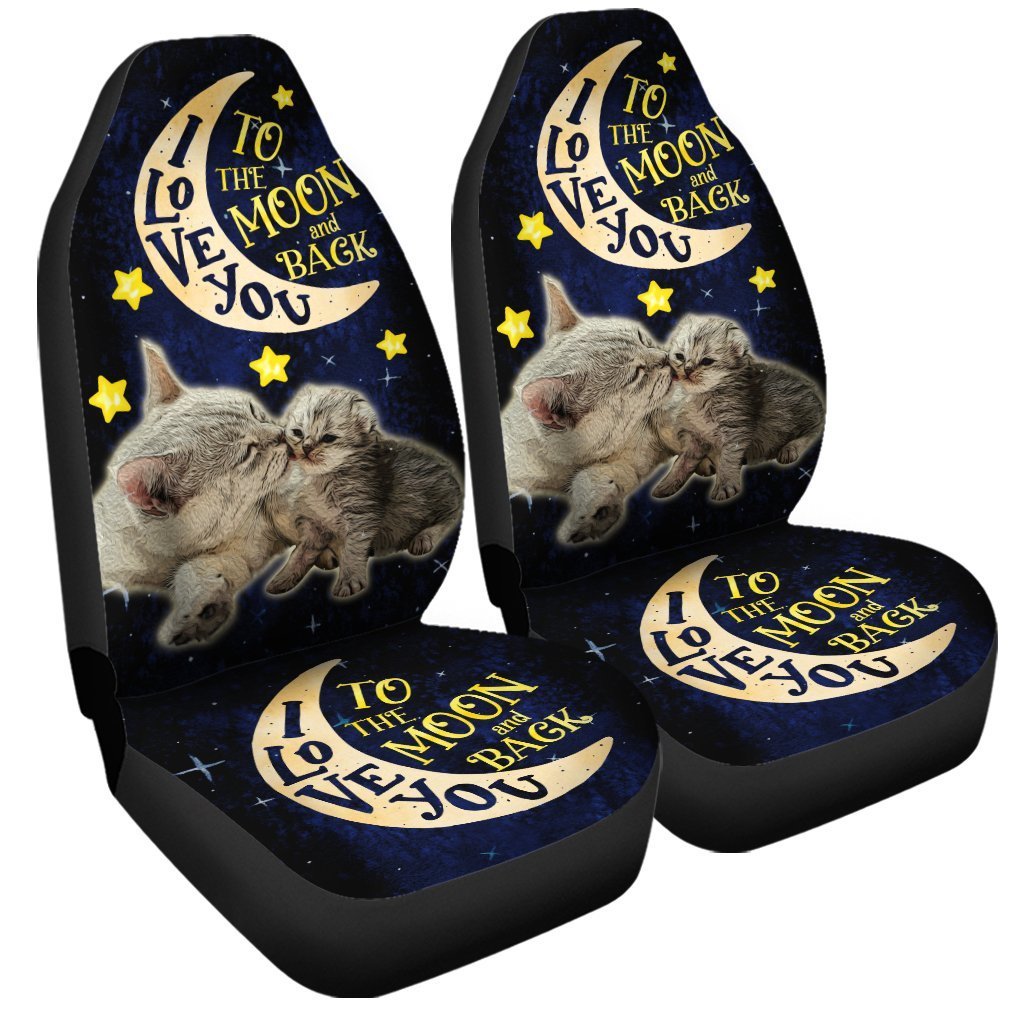 Cute Cat Car Seat Covers Custom I Love You To The Moon And Back Car Accessories For Dad