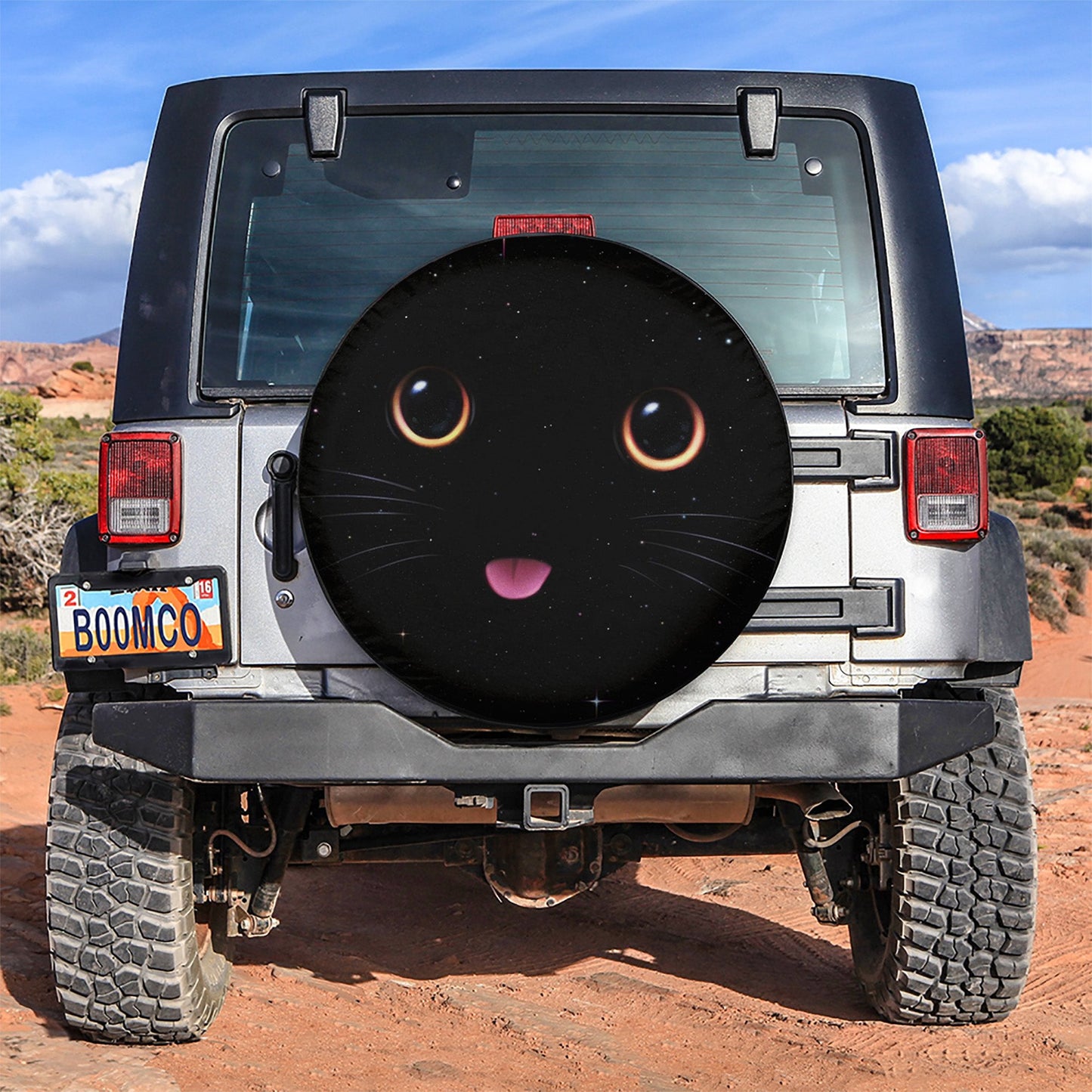 Cute Cat Face Star Car Spare Tire Cover