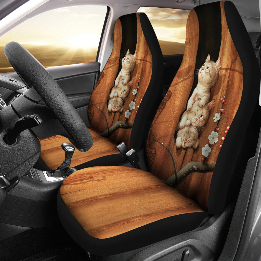 Cute Cats In Tree Car Seat Cover