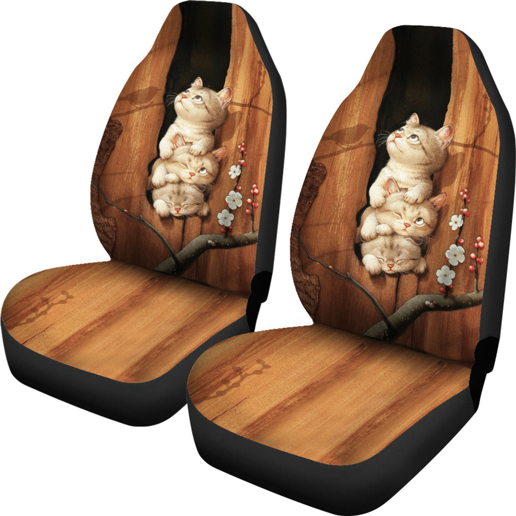 Cute Cats In Tree Car Seat Cover