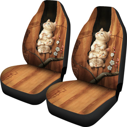 Cute Cats In Tree Car Seat Cover
