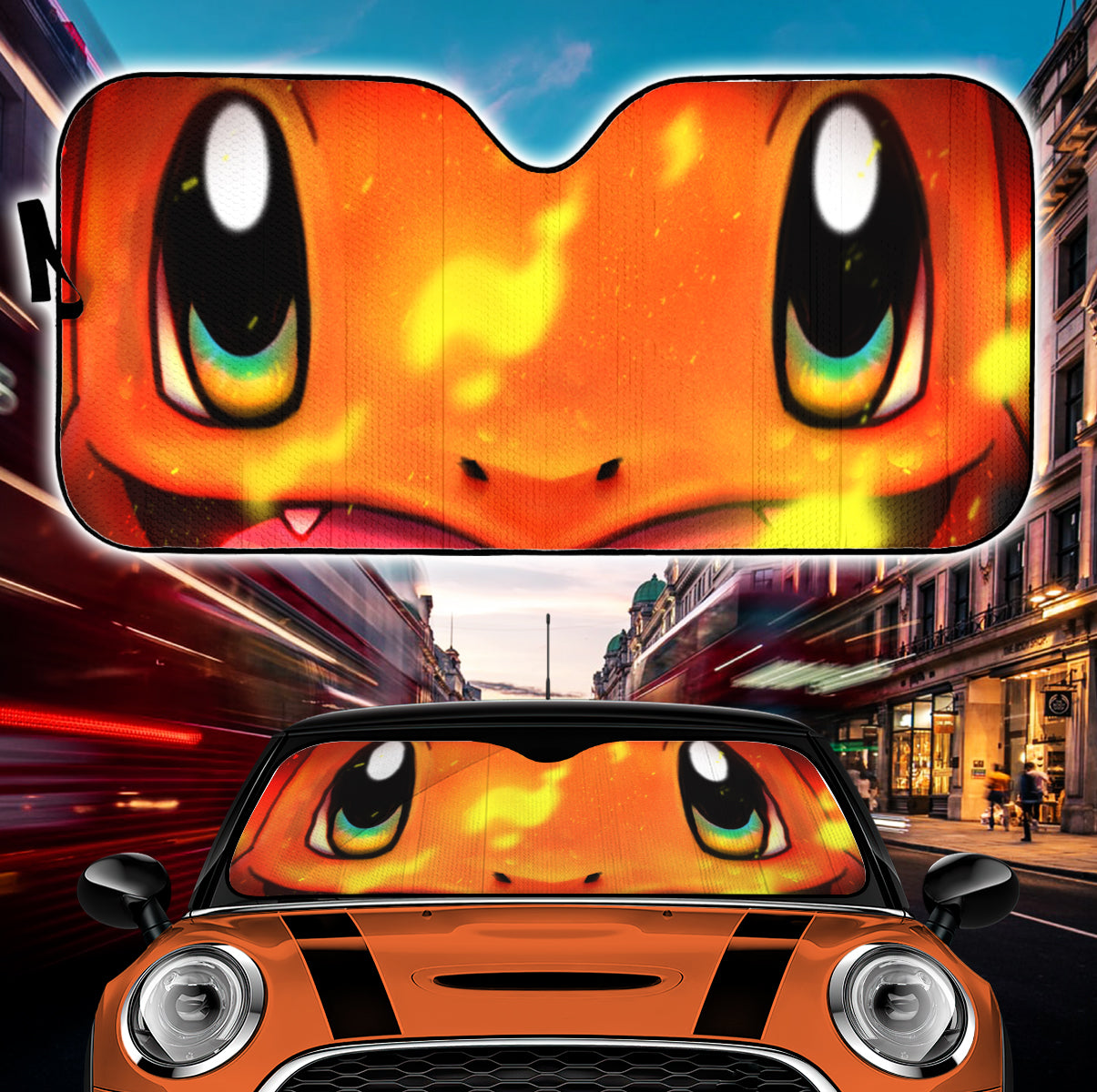 Cute Charmander Face Pokemon Car Auto Sunshades