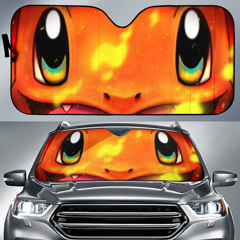 Cute Charmander Face Pokemon Car Auto Sunshades