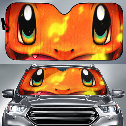 Cute Charmander Face Pokemon Car Auto Sunshades