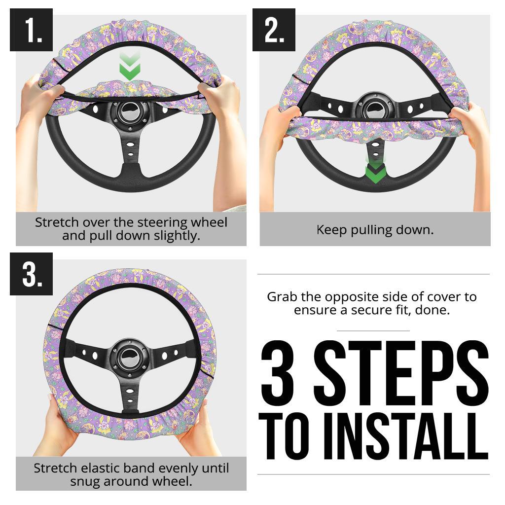 Cute Chibi Custom Car Steering Wheel Cover