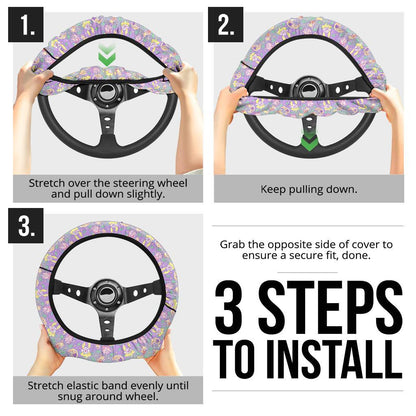 Cute Chibi Custom Car Steering Wheel Cover
