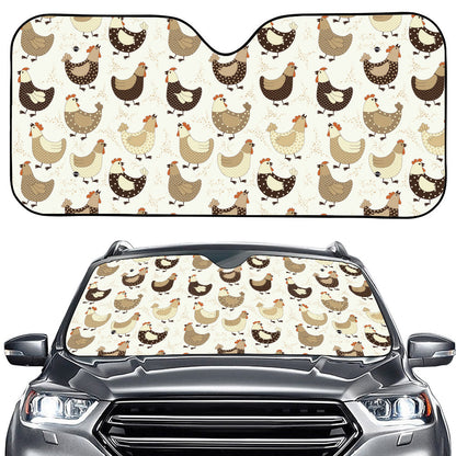 Cute Chicken Pattern Print Car Windshield Sun Shade