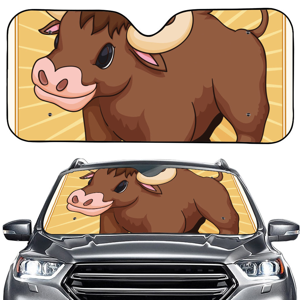 Cute Chinese Ox Zodiac Print Car Windshield Sun Shade