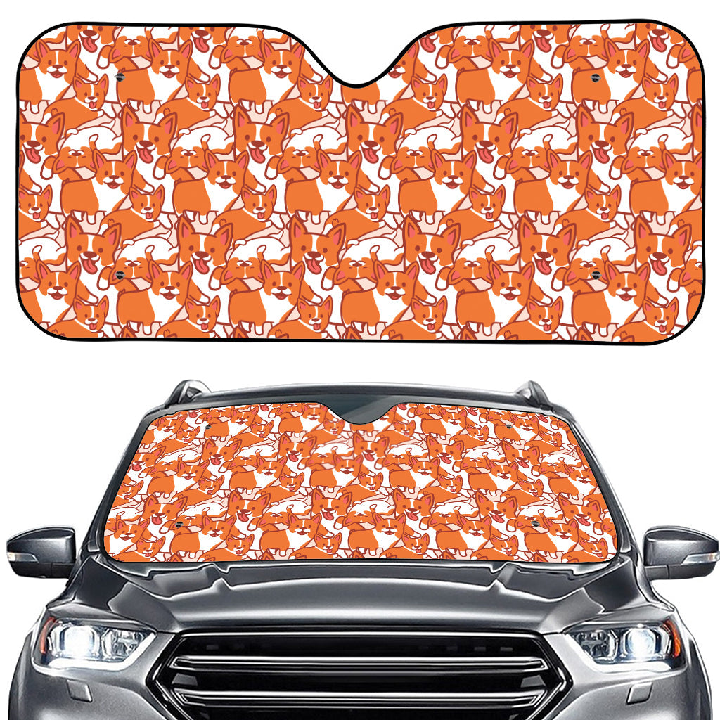 Cute Corgi Pattern Print Car Windshield Sun Shade