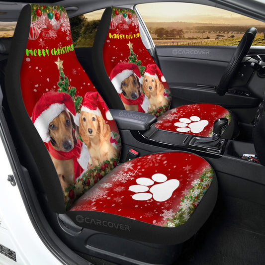 Cute Dachshunds Car Seat Covers Custom Car Interior Accessories Christmas