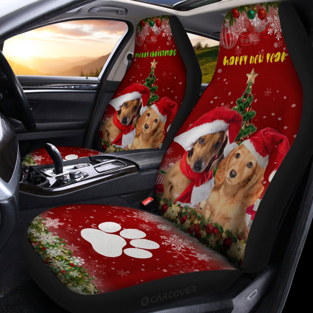 Cute Dachshunds Car Seat Covers Custom Car Interior Accessories Christmas
