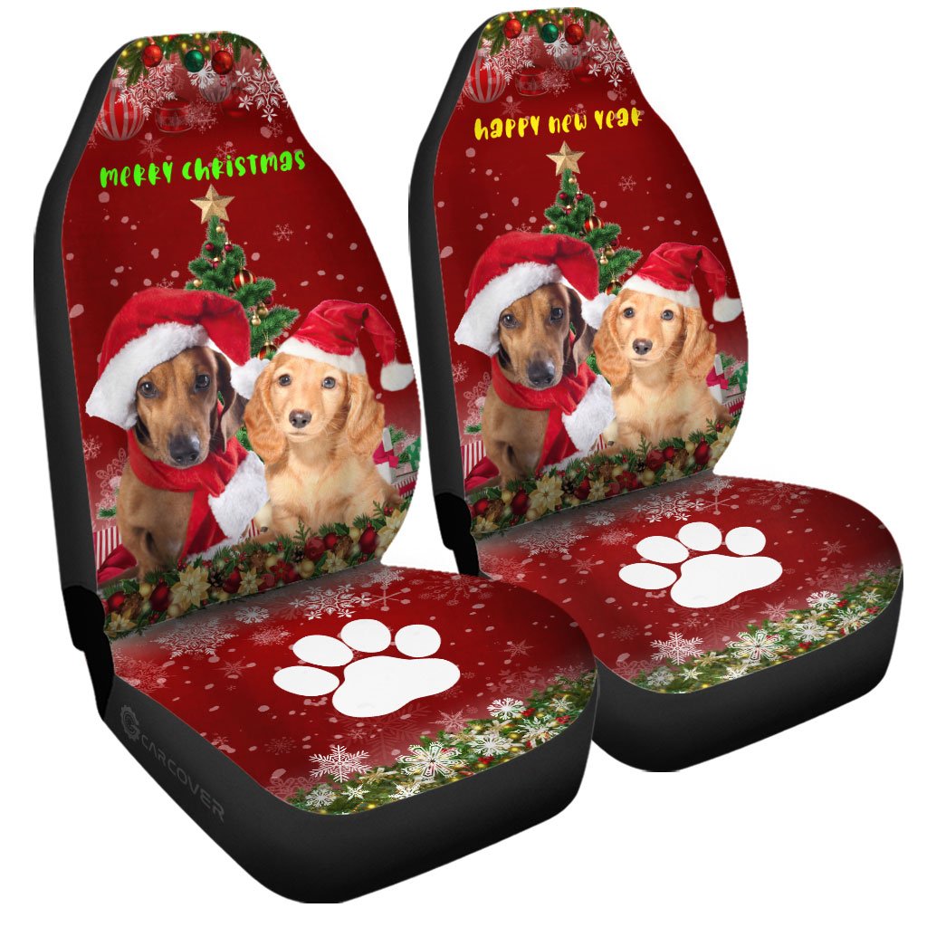 Cute Dachshunds Car Seat Covers Custom Car Interior Accessories Christmas