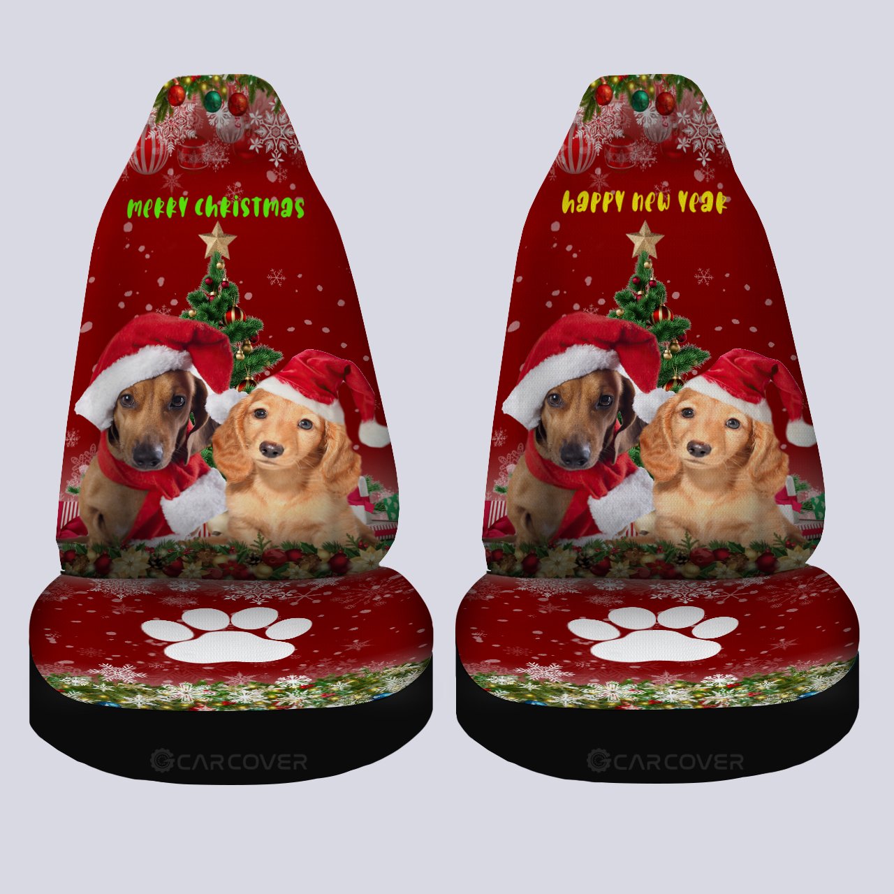 Cute Dachshunds Car Seat Covers Custom Car Interior Accessories Christmas