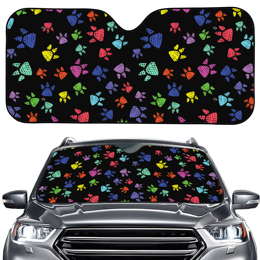 Cute Dino Footprint Pattern Print Car Windshield Sun Shade