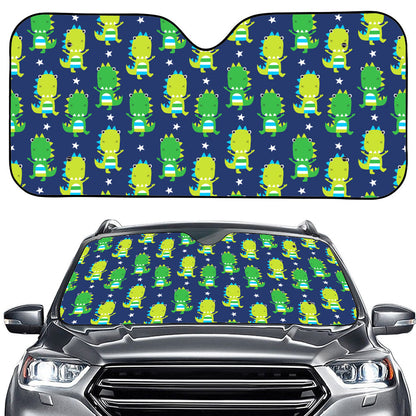 Cute Dino T-Rex Pattern Print Car Windshield Sun Shade