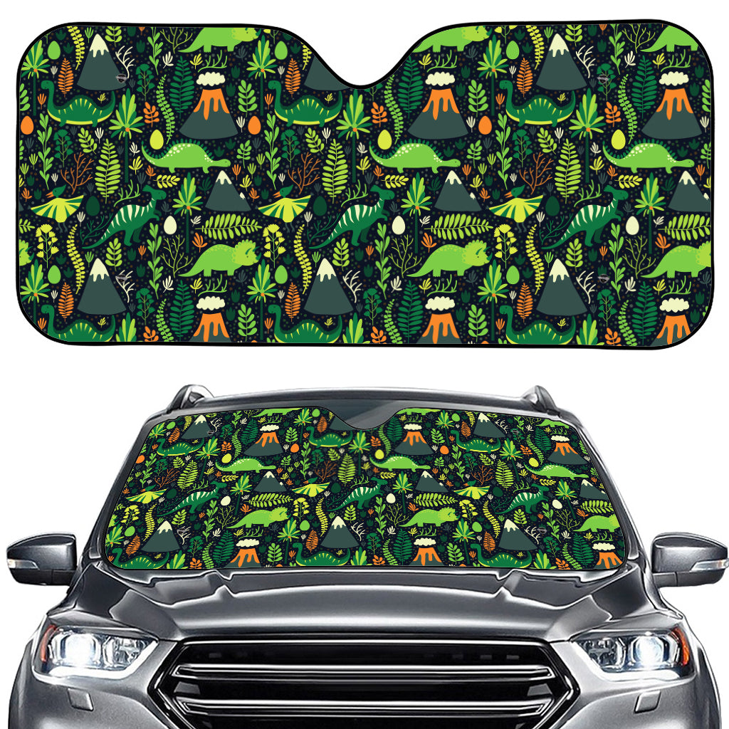 Cute Dinosaur And Floral Pattern Print Car Windshield Sun Shade