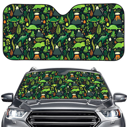 Cute Dinosaur And Floral Pattern Print Car Windshield Sun Shade