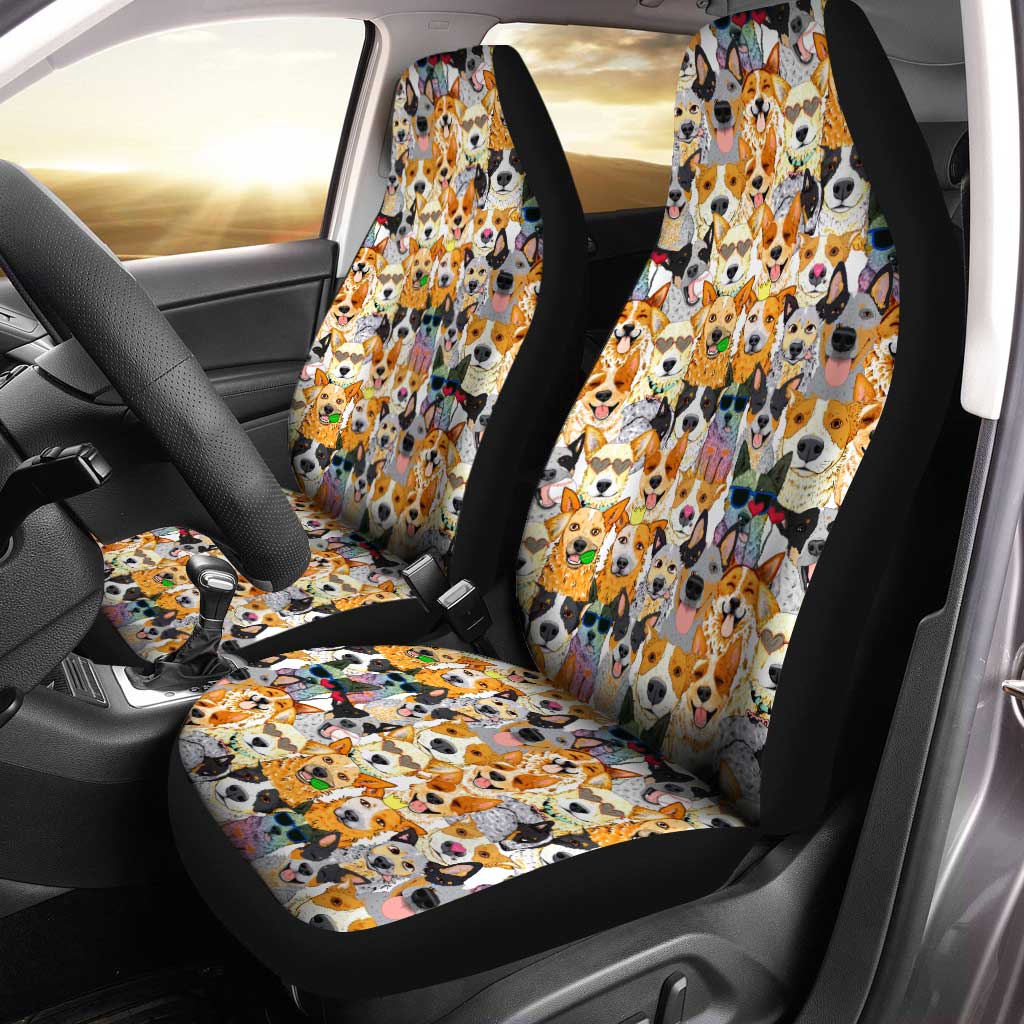 Cute Dog Face Car Seat Covers Custom Pattern Dog Car Accessories
