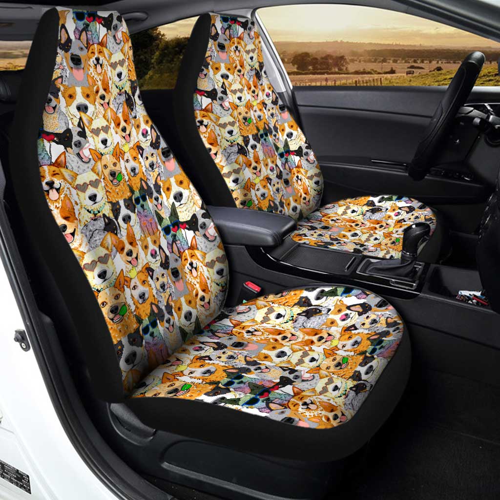 Cute Dog Face Car Seat Covers Custom Pattern Dog Car Accessories