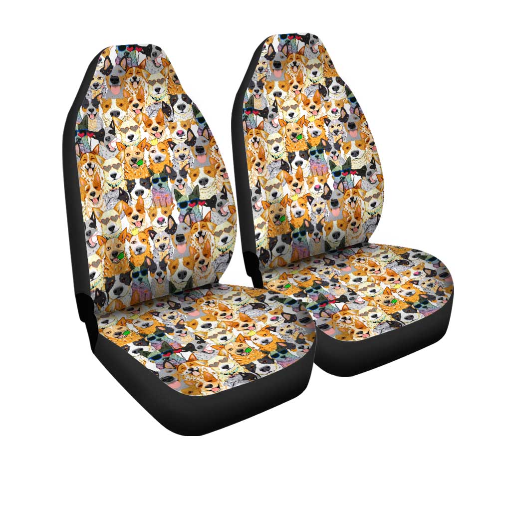 Cute Dog Face Car Seat Covers Custom Pattern Dog Car Accessories