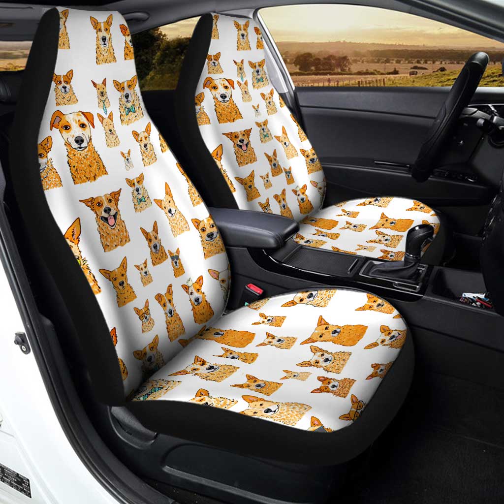 Cute Dog Face Car Seat Covers Custom Pattern Dog Car Interior Accessories