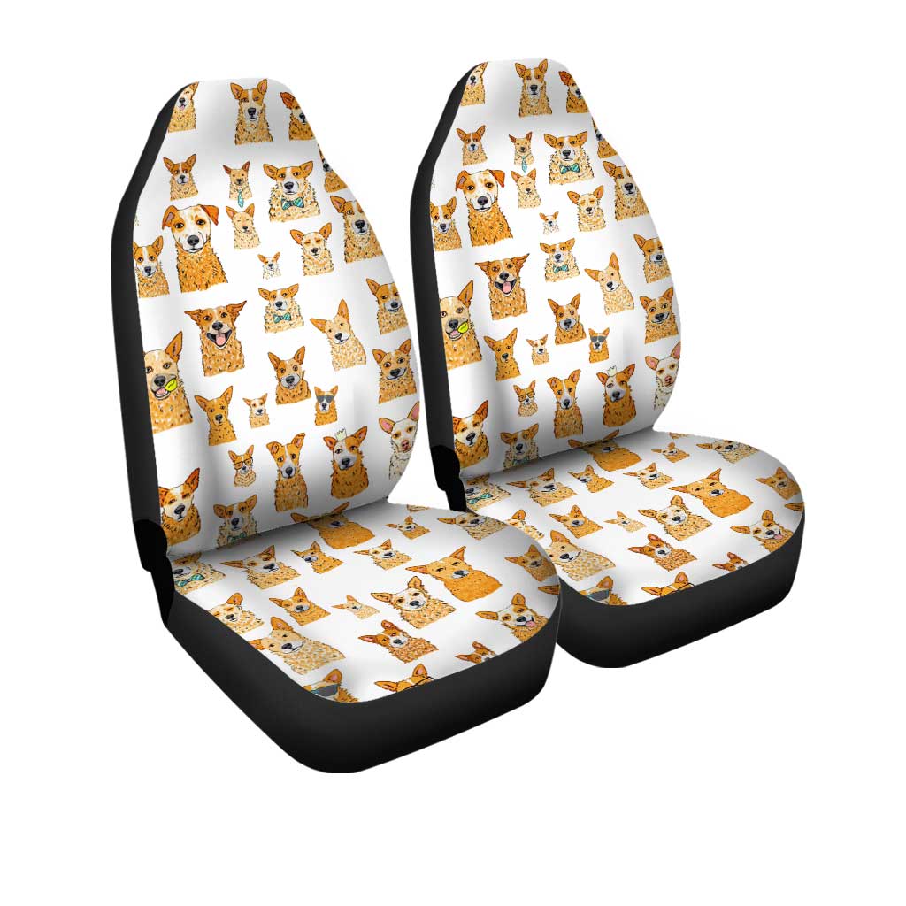 Cute Dog Face Car Seat Covers Custom Pattern Dog Car Interior Accessories
