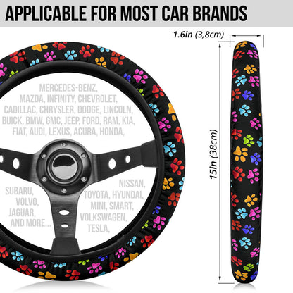Cute Dog Footprint Premium Car Steering Wheel Cover
