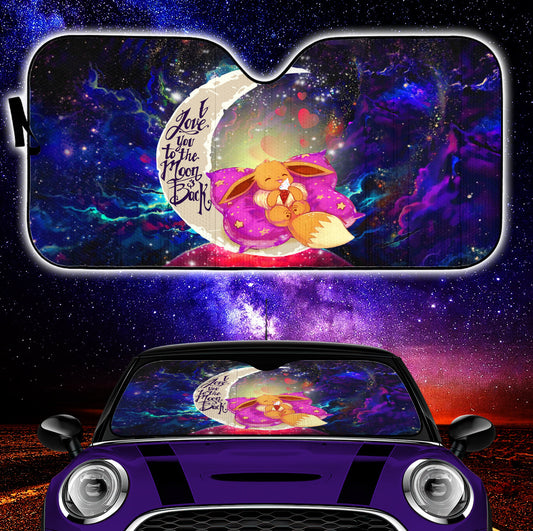 Cute Eevee Pokemon Sleep Night Love You To The Moon Galaxy Car Auto Sunshades
