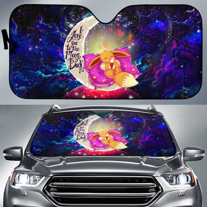 Cute Eevee Pokemon Sleep Night Love You To The Moon Galaxy Car Auto Sunshades