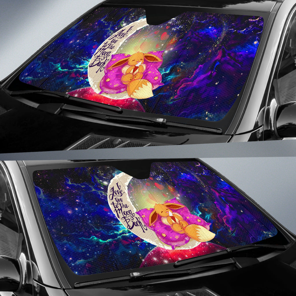 Cute Eevee Pokemon Sleep Night Love You To The Moon Galaxy Car Auto Sunshades