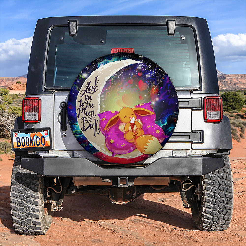 Cute Eevee Sleep Night Love You To The Moon Galaxy Car Spare Tire Cover