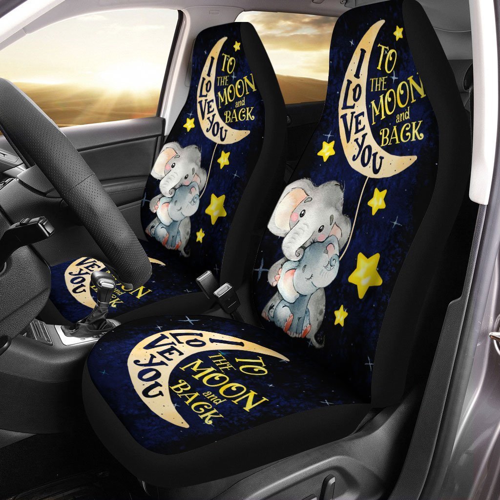 Cute Elephant Car Seat Covers Custom I Love You To The Moon And Back Car Accessories