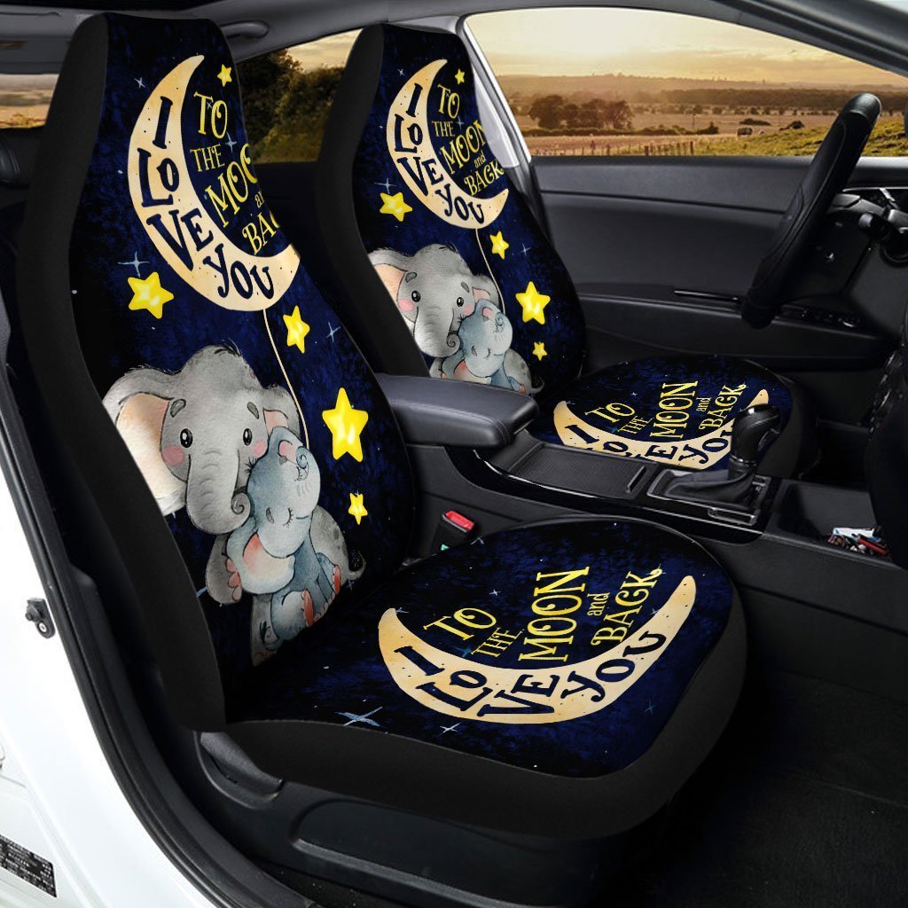Cute Elephant Car Seat Covers Custom I Love You To The Moon And Back Car Accessories
