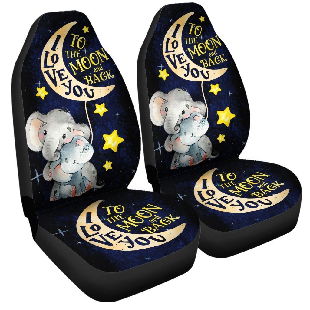 Cute Elephant Car Seat Covers Custom I Love You To The Moon And Back Car Accessories