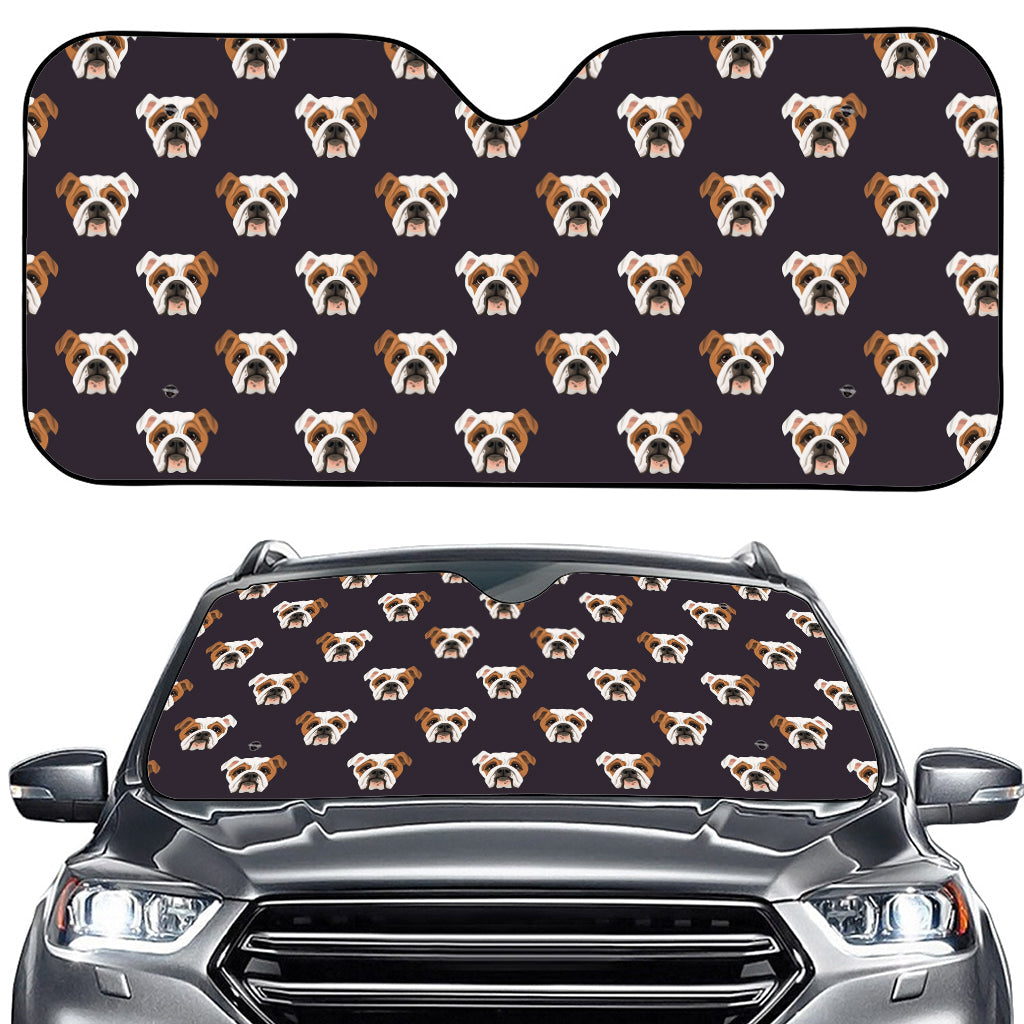 Cute English Bulldog Pattern Print Car Windshield Sun Shade