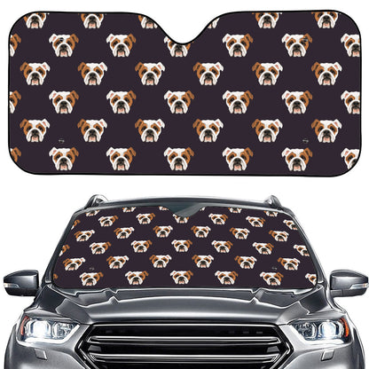 Cute English Bulldog Pattern Print Car Windshield Sun Shade
