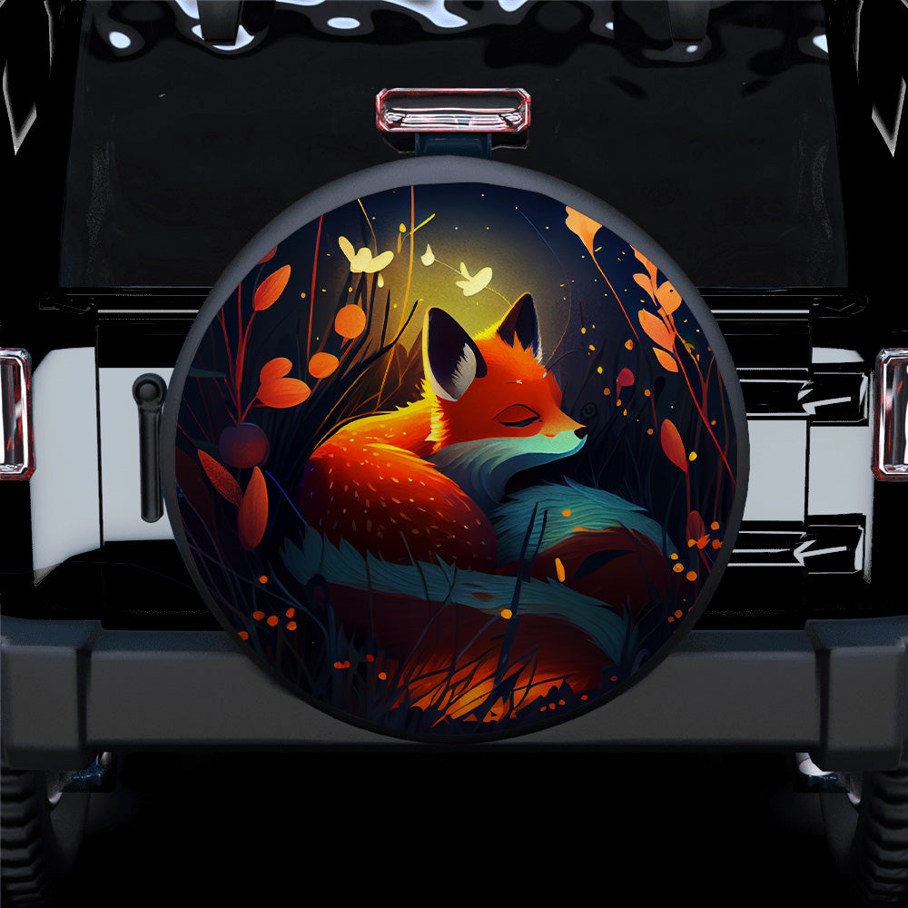 Cute Fox Bedded Down In The Grass Safe And Cozy Jeep Car Spare Tire Cover