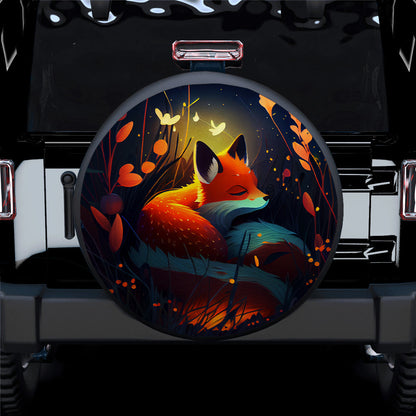 Cute Fox Bedded Down In The Grass Safe And Cozy Jeep Car Spare Tire Cover